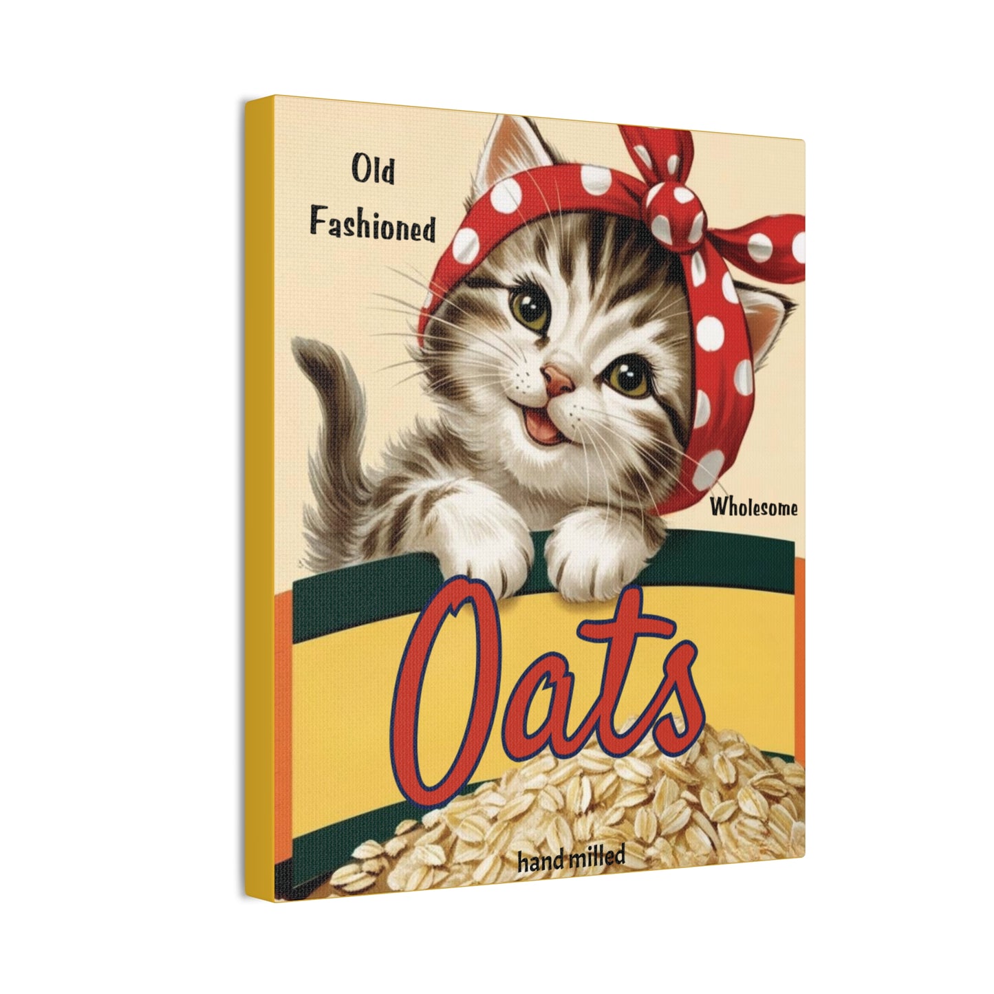 Vintage Style Kitten Oats, Kitschy Kitten Art