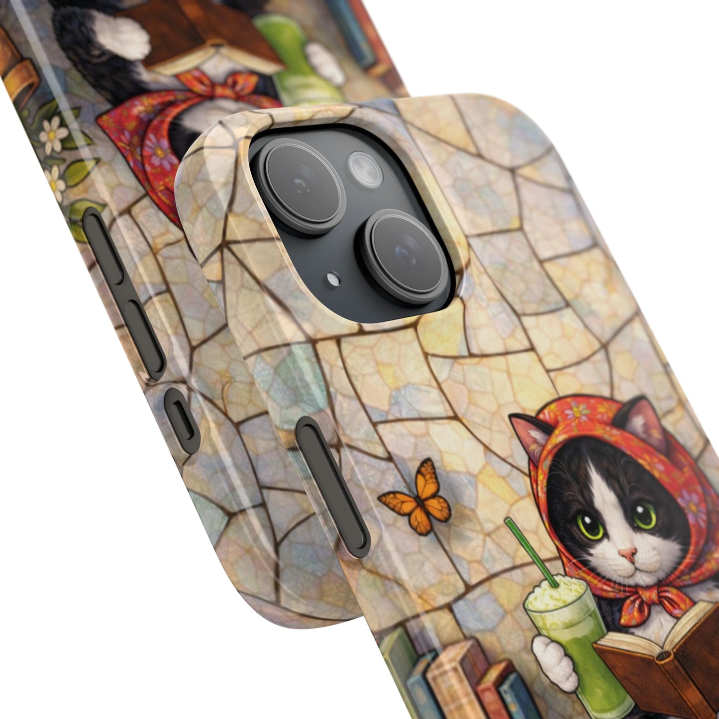 Babushka Cat Reads, Tuxedo Cat Literary Snap Phone Case
