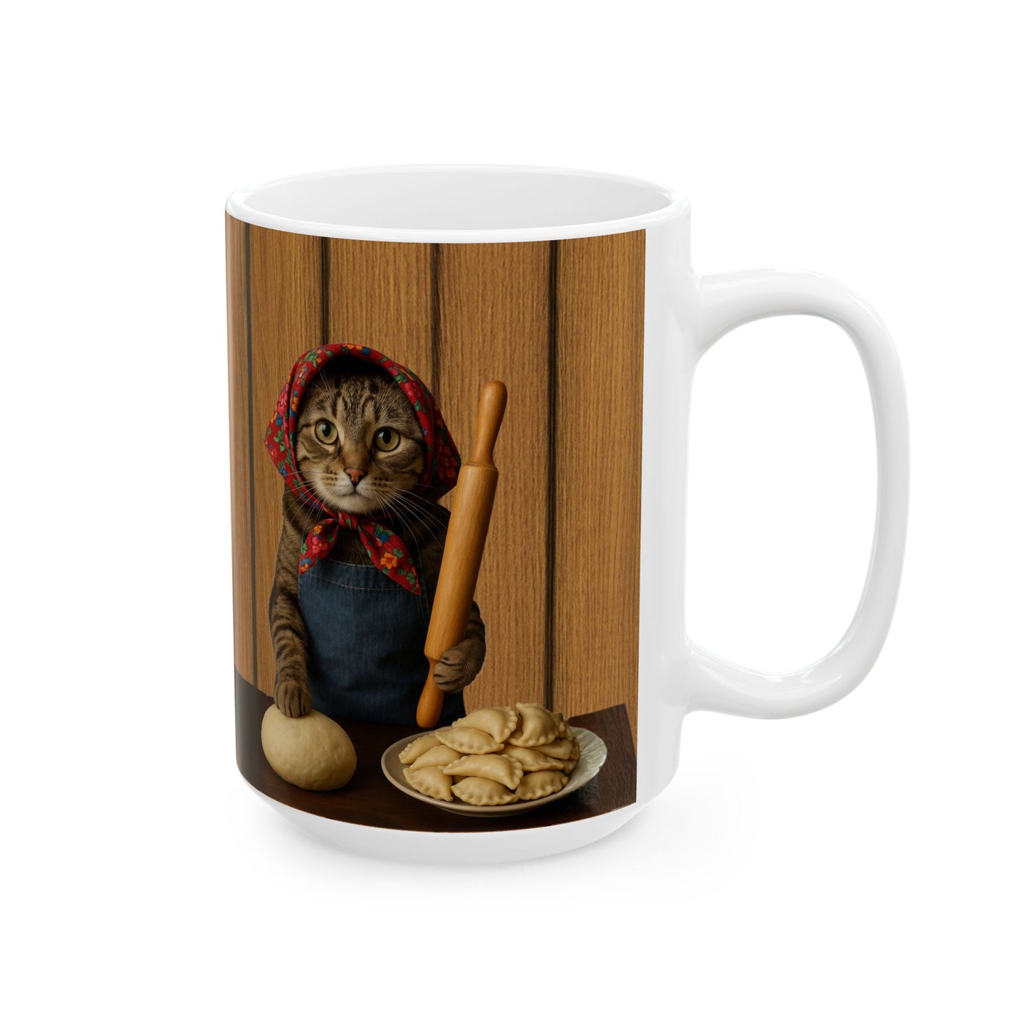 Babushka Cat Pierogi Cat Humor Ceramic Mug