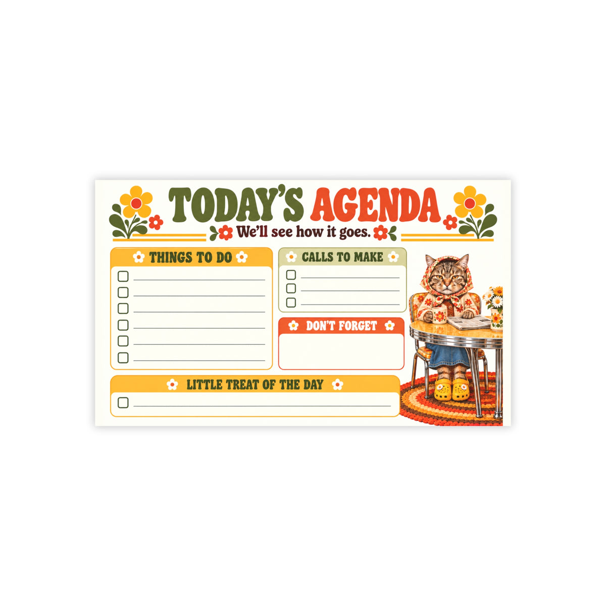 Babushka Cat Today's Agenda Day Post-it® Note Pads