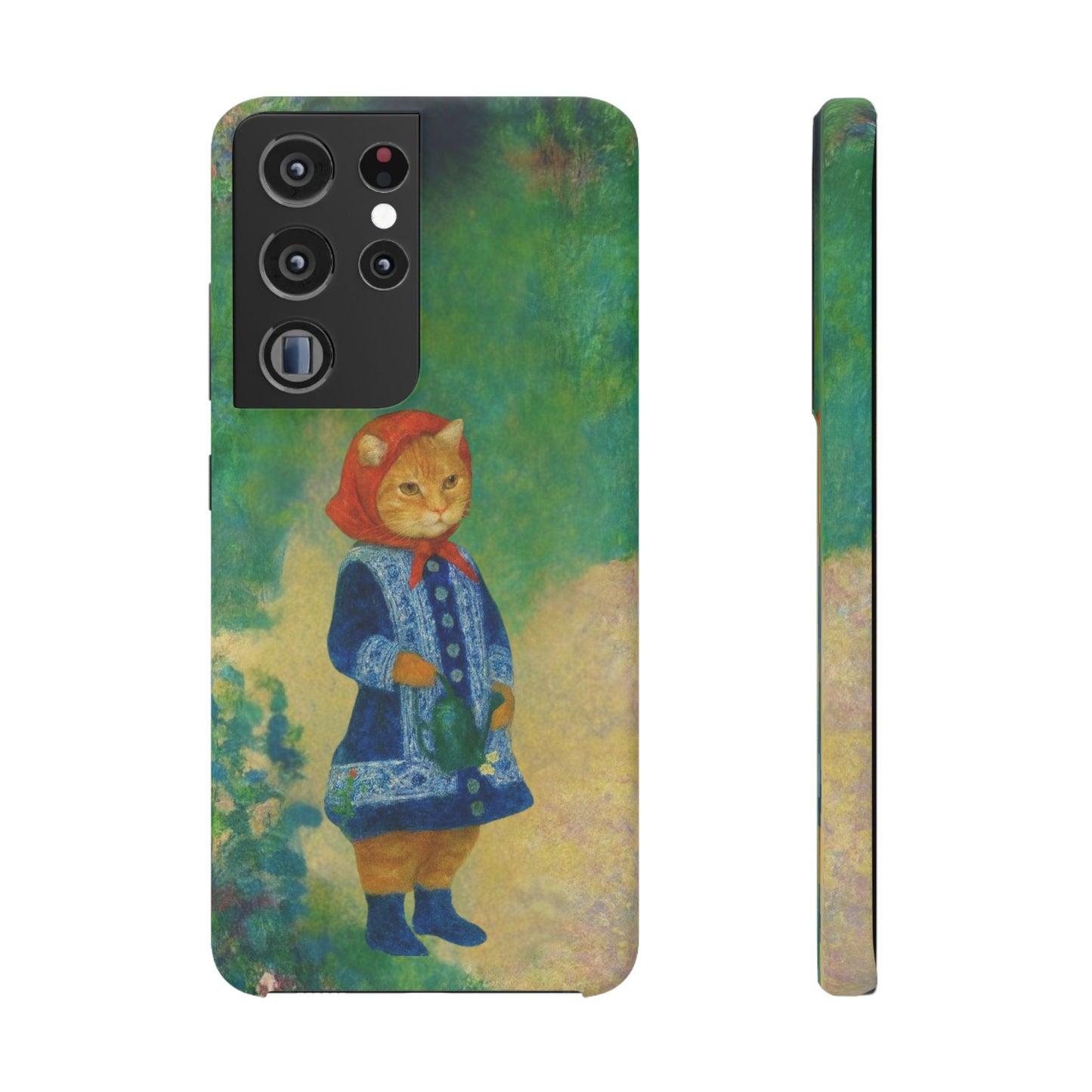 Babushka Cat With a Watering Can x Renoir Funny Art  Slim Phone Case