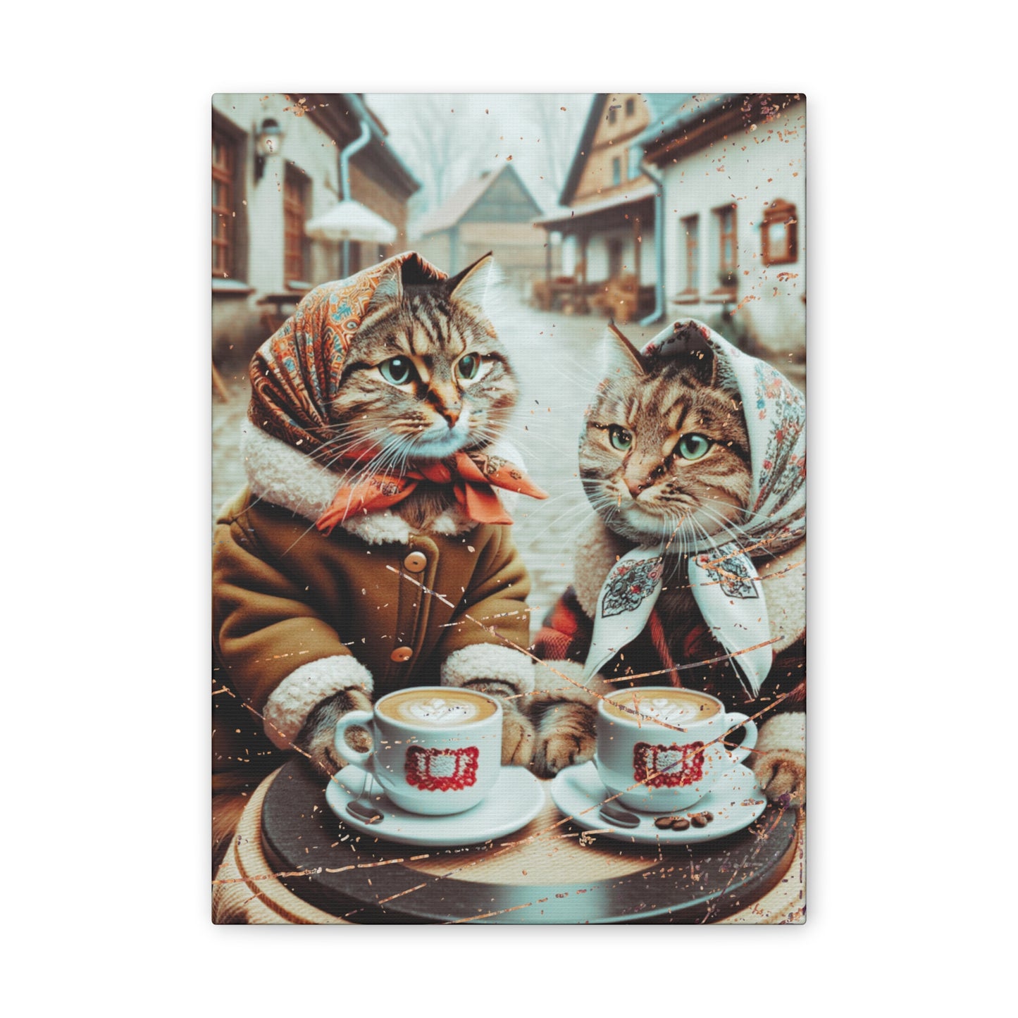 Babushka Cats Coffee Time Wall Art,