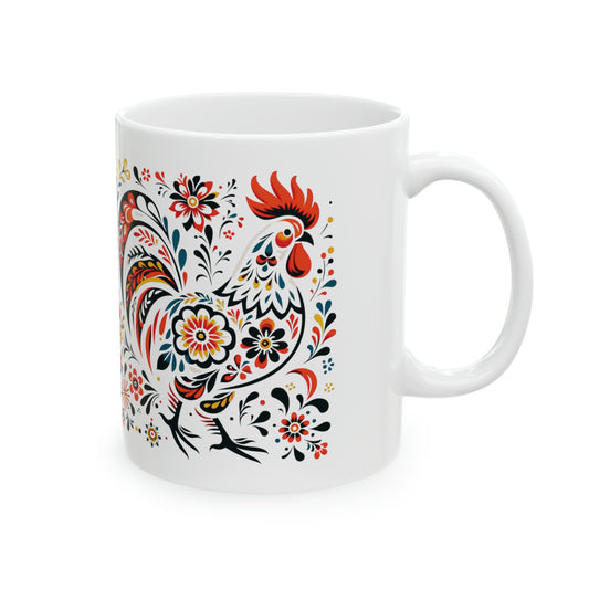 Polish Folk Art, Wycinanki Rooster Mug 11 oz.