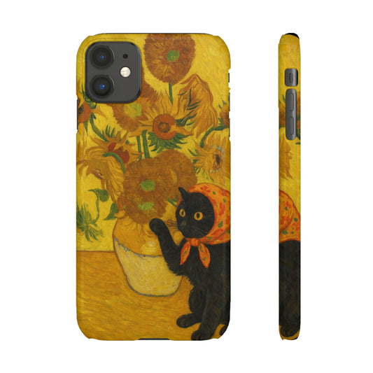 Babushka Cat Van Gogh Sunflowers Snap Phone Case