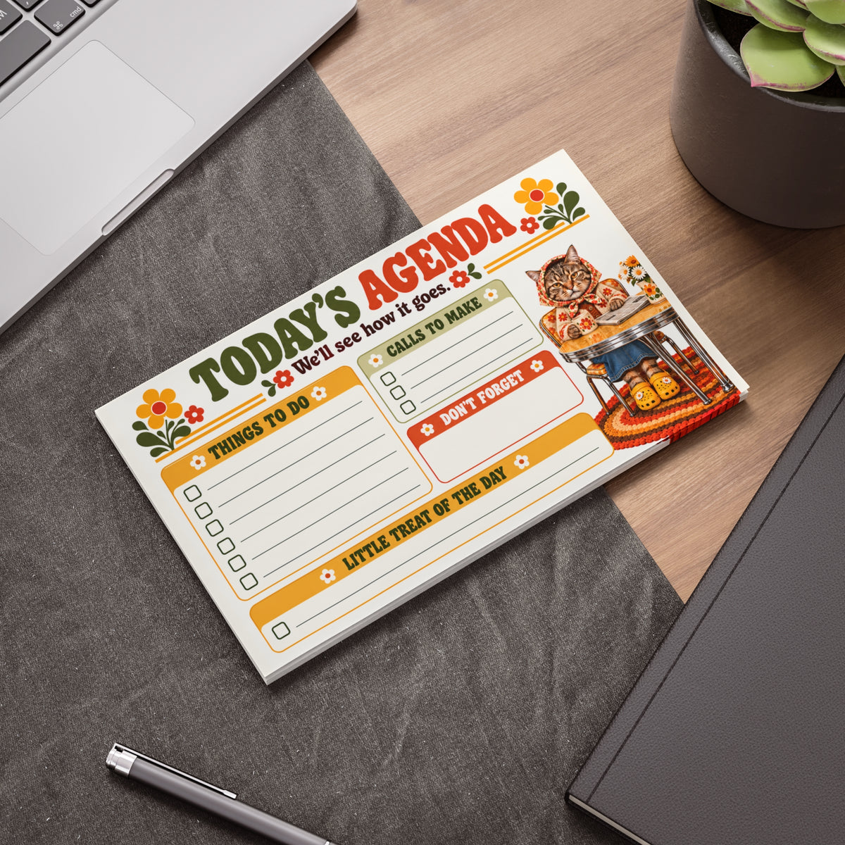 Babushka Cat Today's Agenda Day Post-it® Note Pads