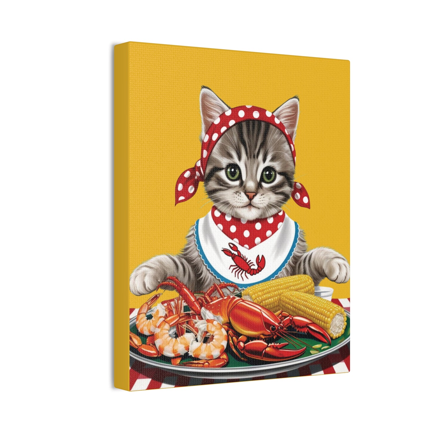 Kitten Low Country Seafood Boil Design, Kitschy Kitten Art