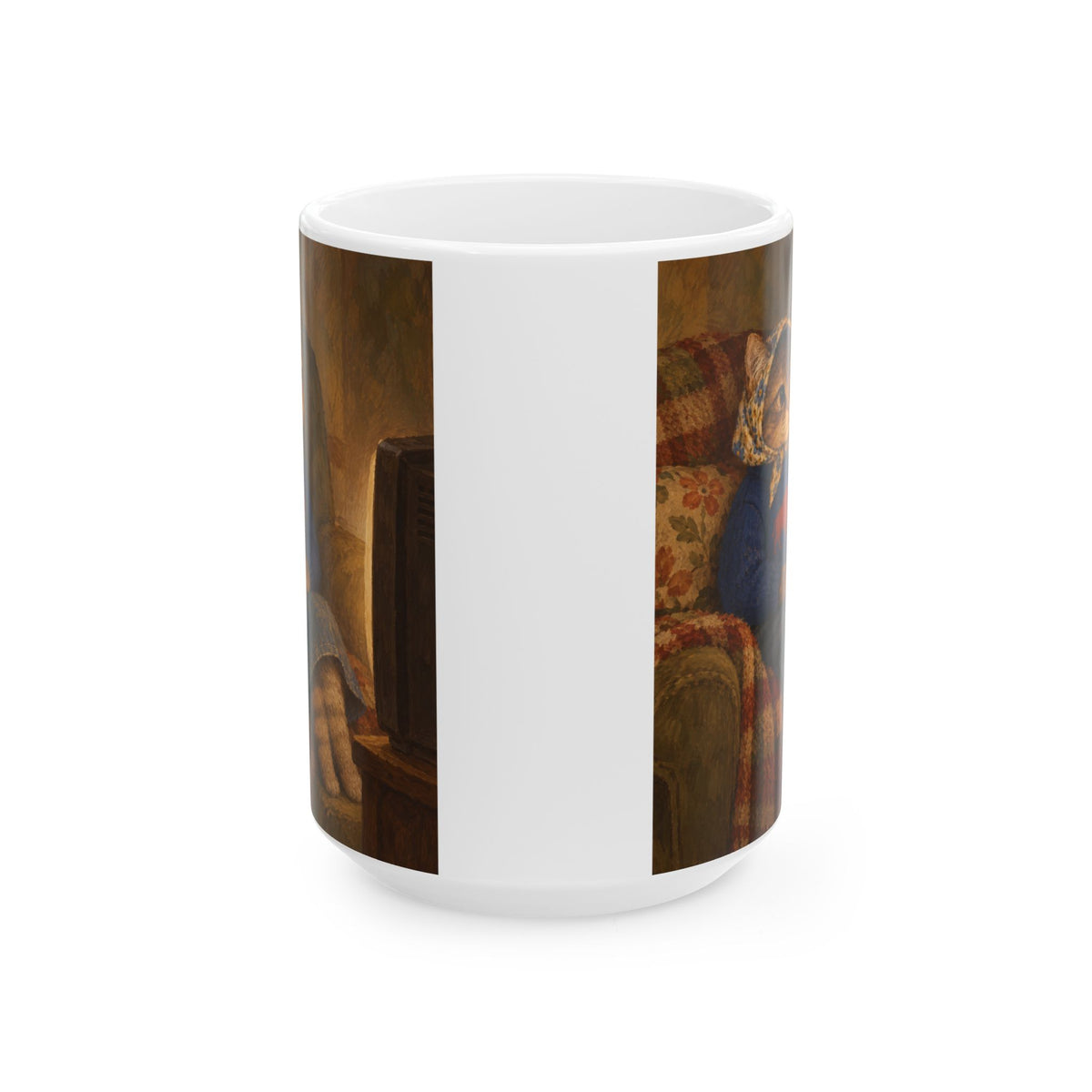 Nostalgic Buffalo Tabby Babushka Cat Ceramic Mug (2 sizes)
