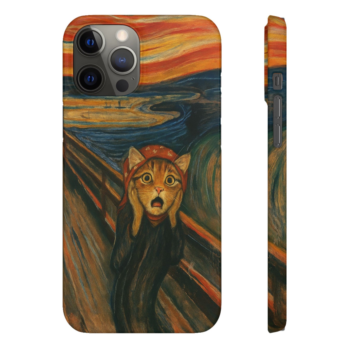 Babushka Cat x Edvard Munch The Scream Parody Art Snap Case
