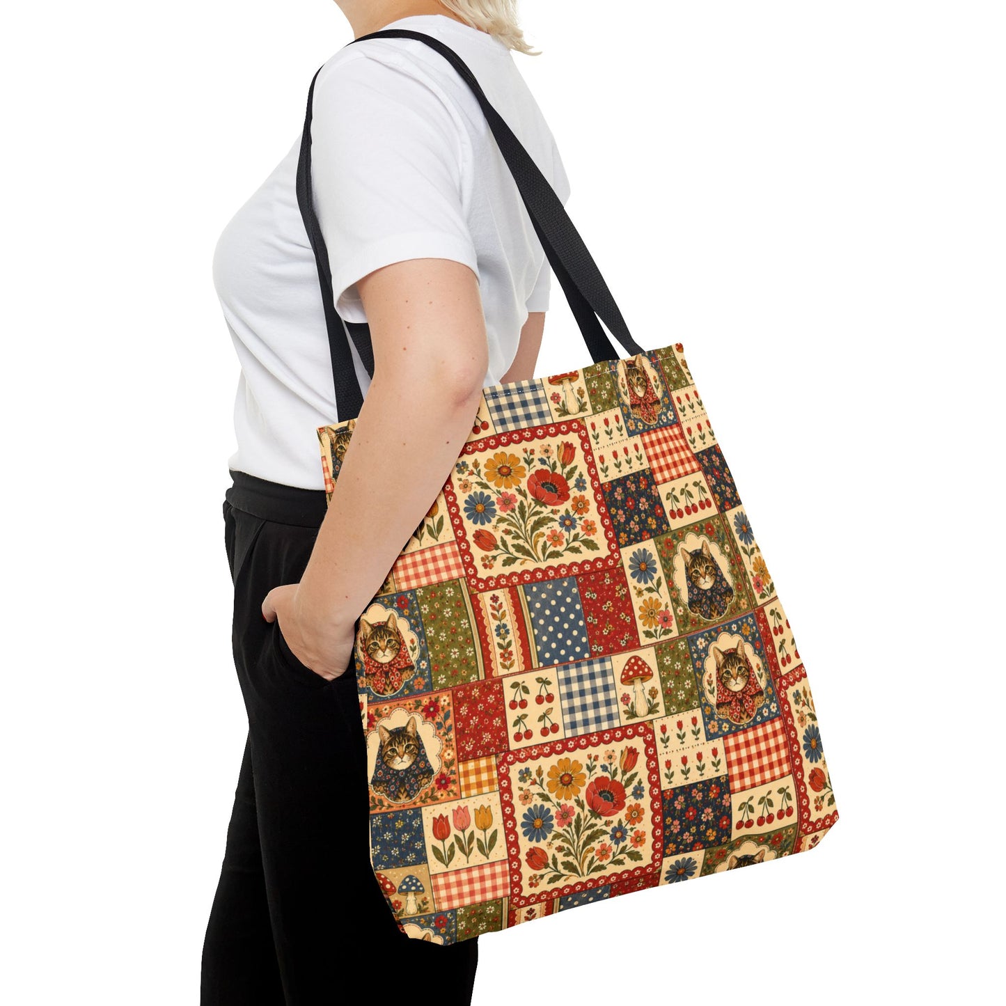 Babushka Cat Patchwork and Pretty Reusable Tote