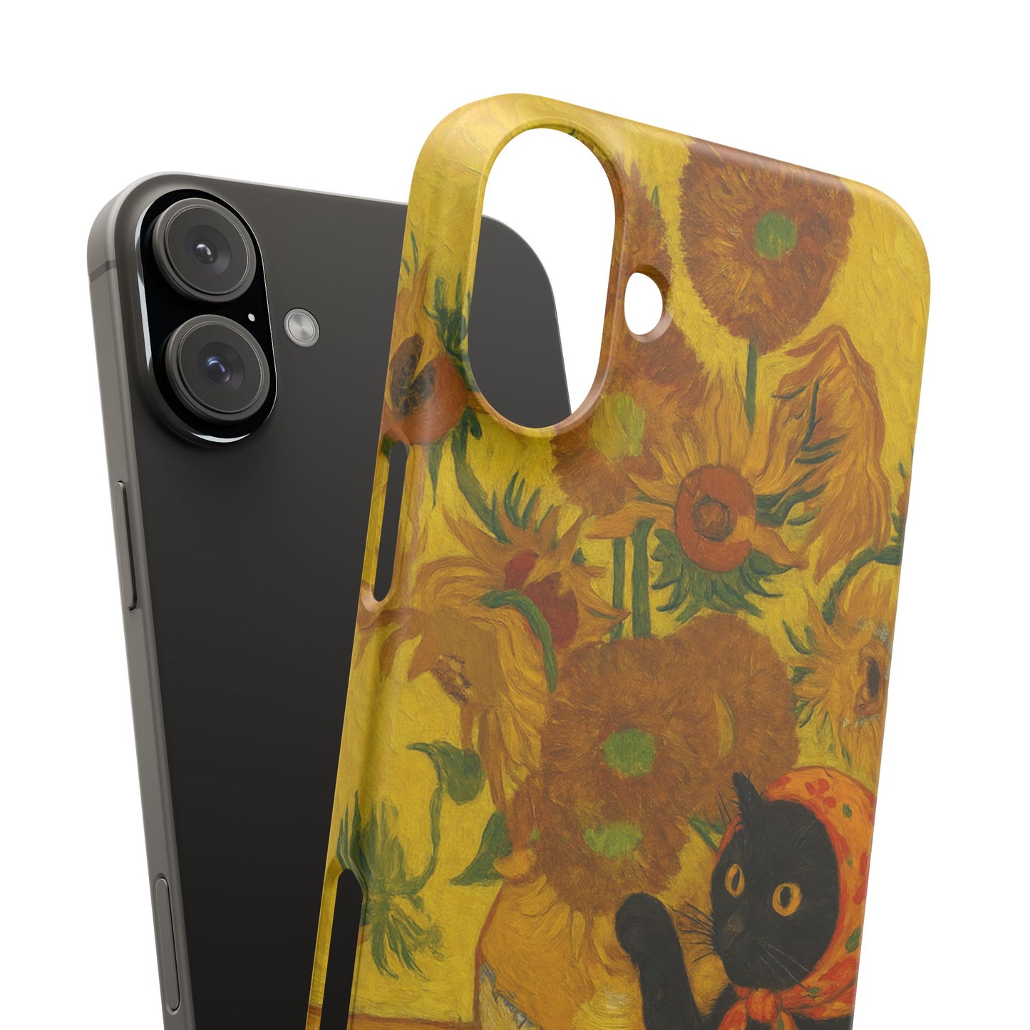 Babushka Cat Van Gogh Sunflowers Snap Phone Case