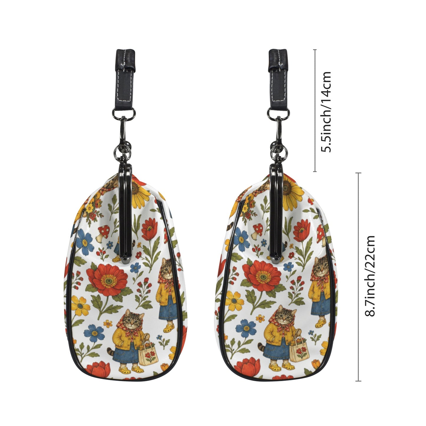 Babushka Cat Cardigans and Clogs Vintage Style Kisslock Purse