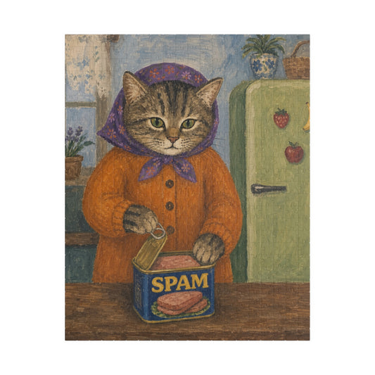 Babushka Cat Canned Ham Kitschy Sweet Puzzle (520 Piece)