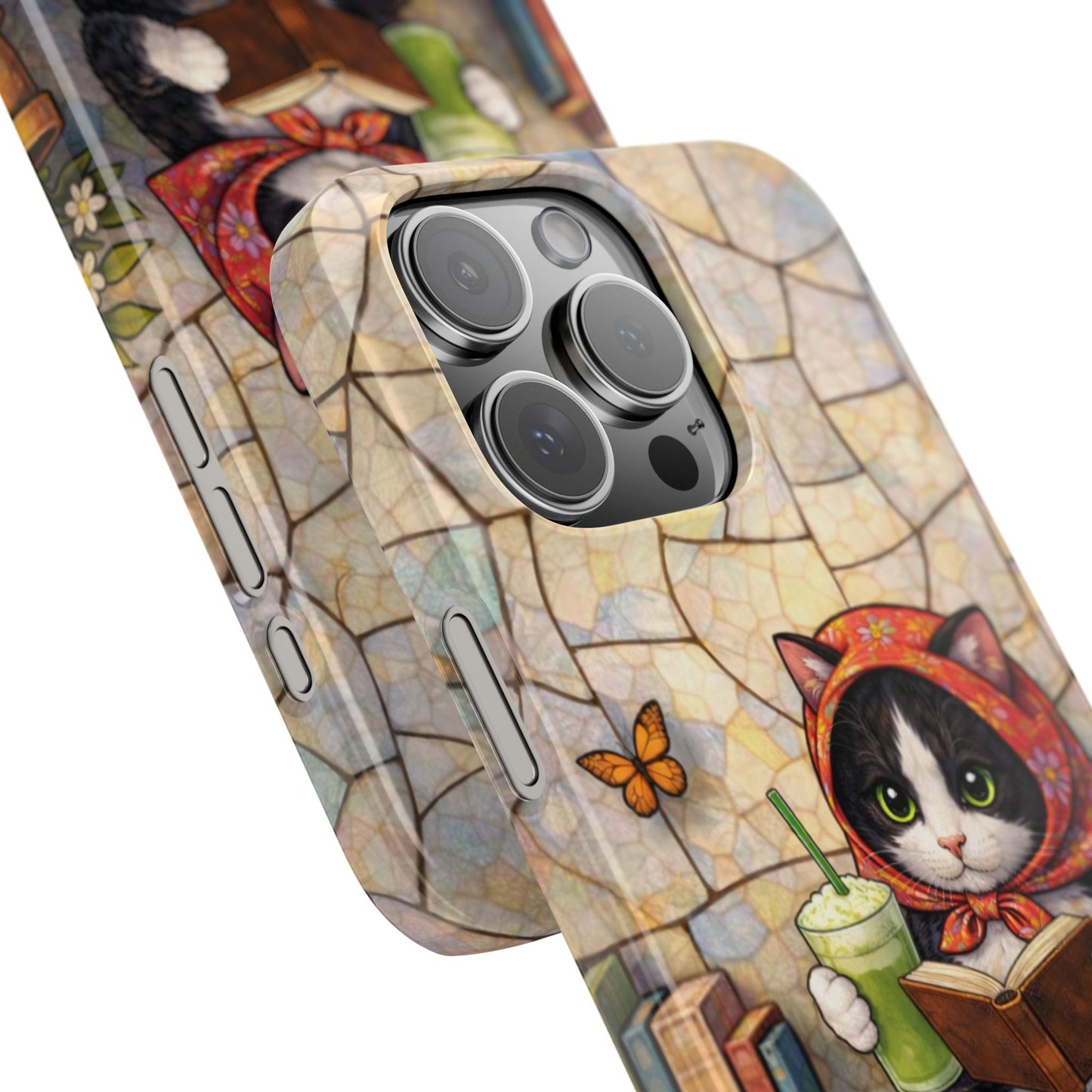 Babushka Cat Reads, Tuxedo Cat Literary Snap Phone Case