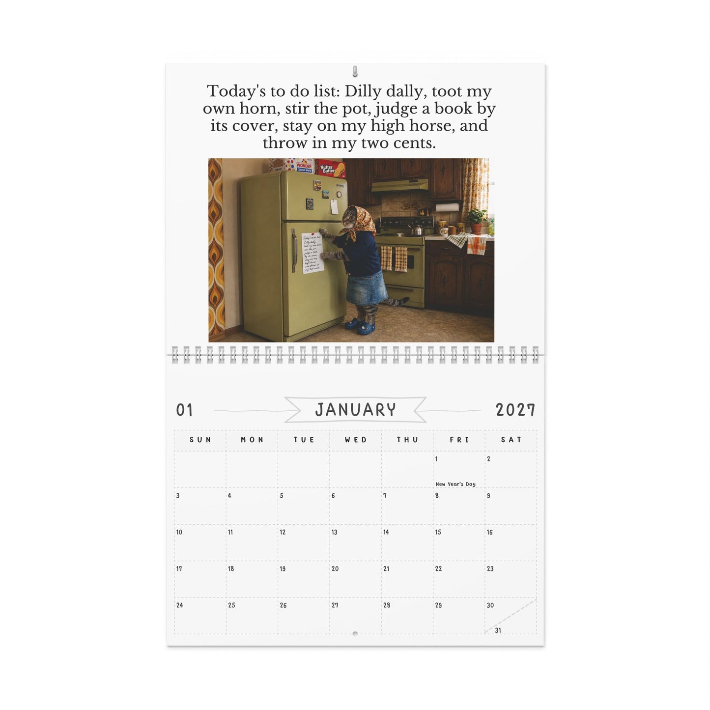 Babushka Cat 2027 Wall Calendar (2 Sizes)