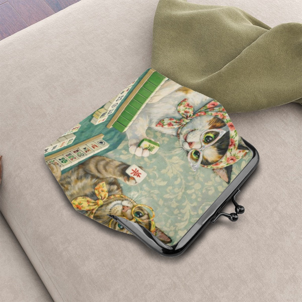 Babushka Cats Playing Mahjong