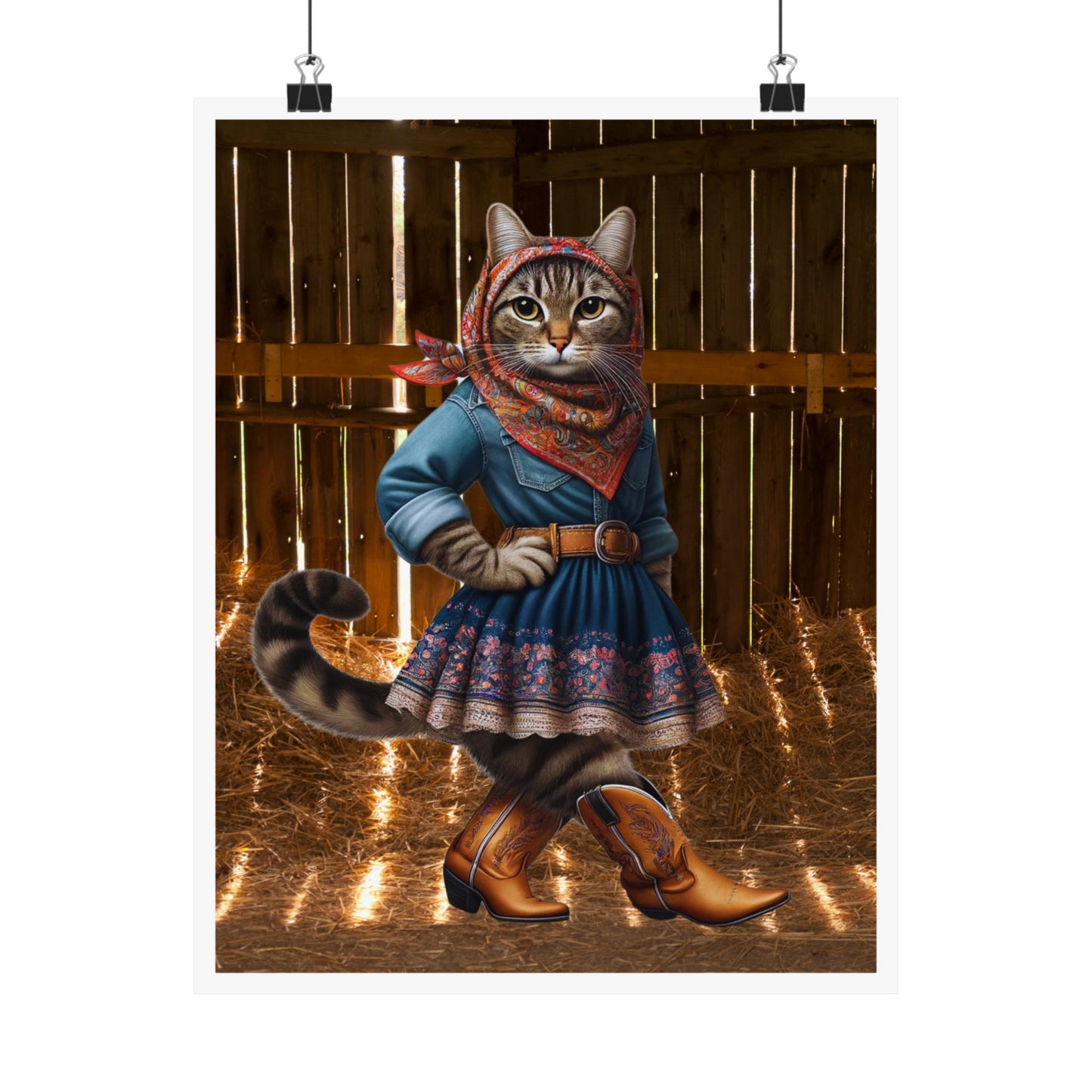 Babushka Cat Goes Country Matte Vertical Poster Wall Art