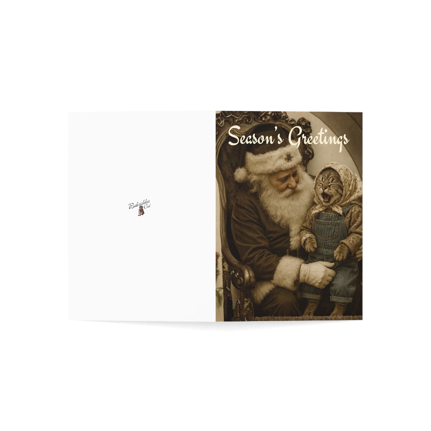 Babushka Cat Christmas Greeting Cards Set of 10-Christmas Greeting -Envelopes Included