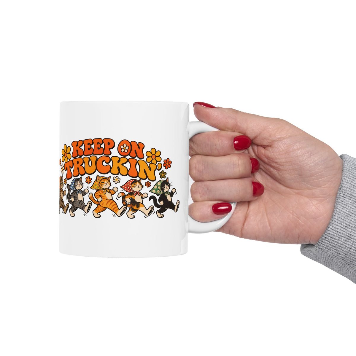 Keep on Truckin' Babushka Cat Ceramic Mug (2 sizes)