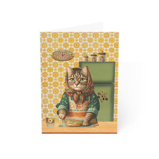 Babushka Cat Greeting Cards Set of 10-Blank Inside