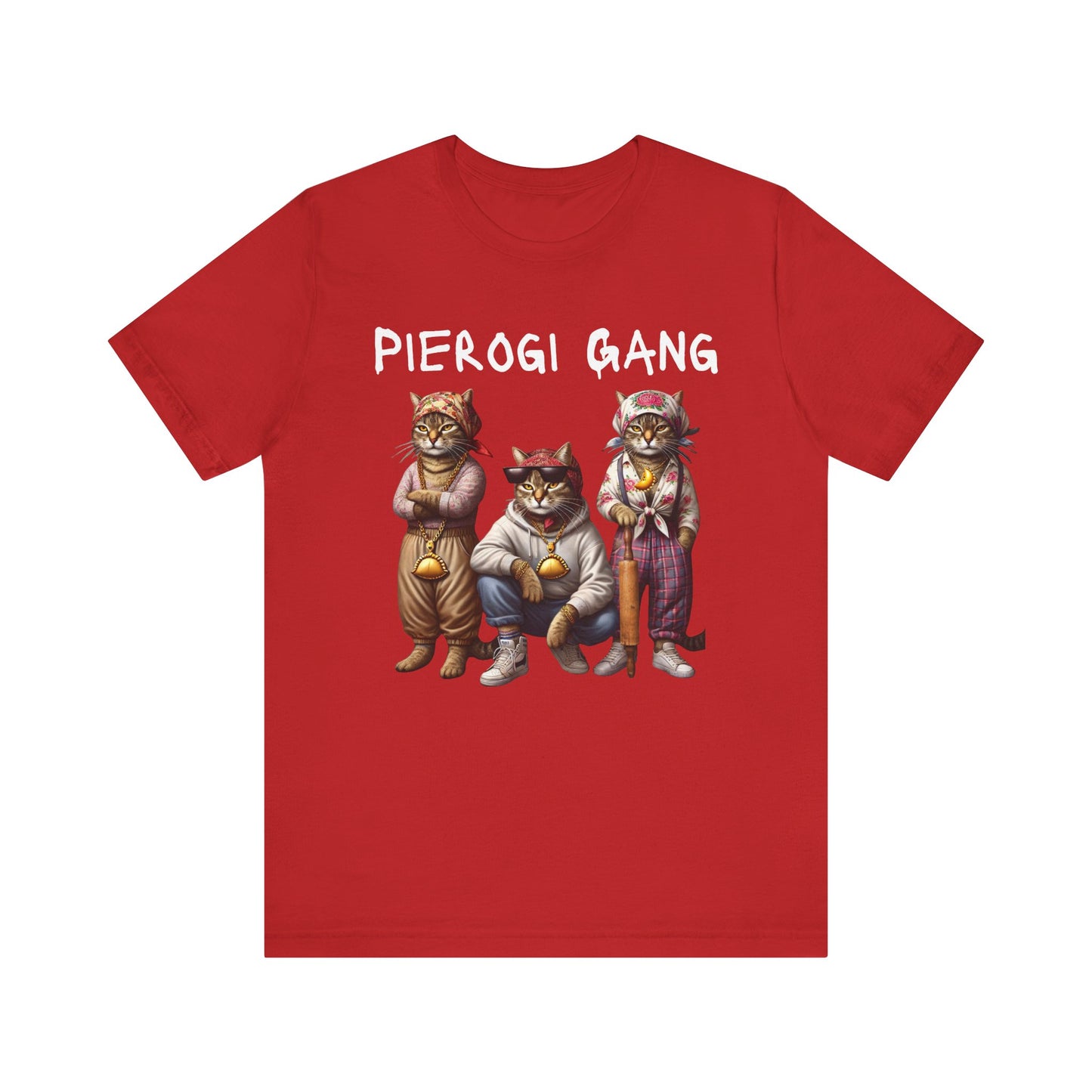 Pierogi Crew - Gang Funny Polish Babushka Cat Unisex Jersey Short Sleeve Tee