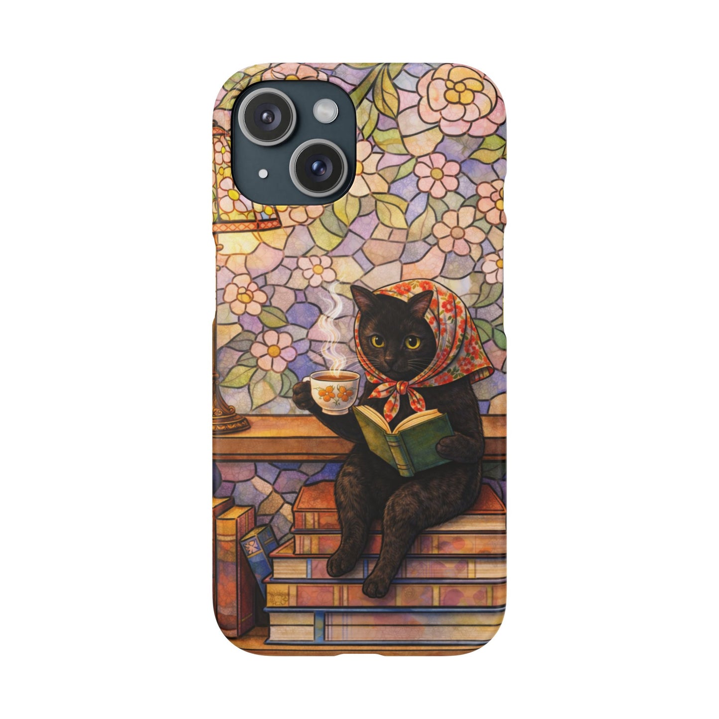 Babushka Cat Reads Artistic Literary Snap Phone Cases
