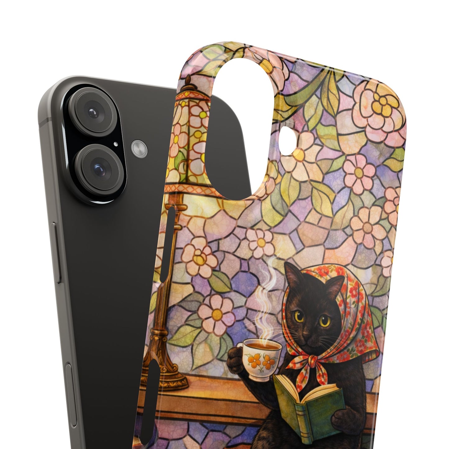 Babushka Cat Reads Artistic Literary Snap Phone Cases