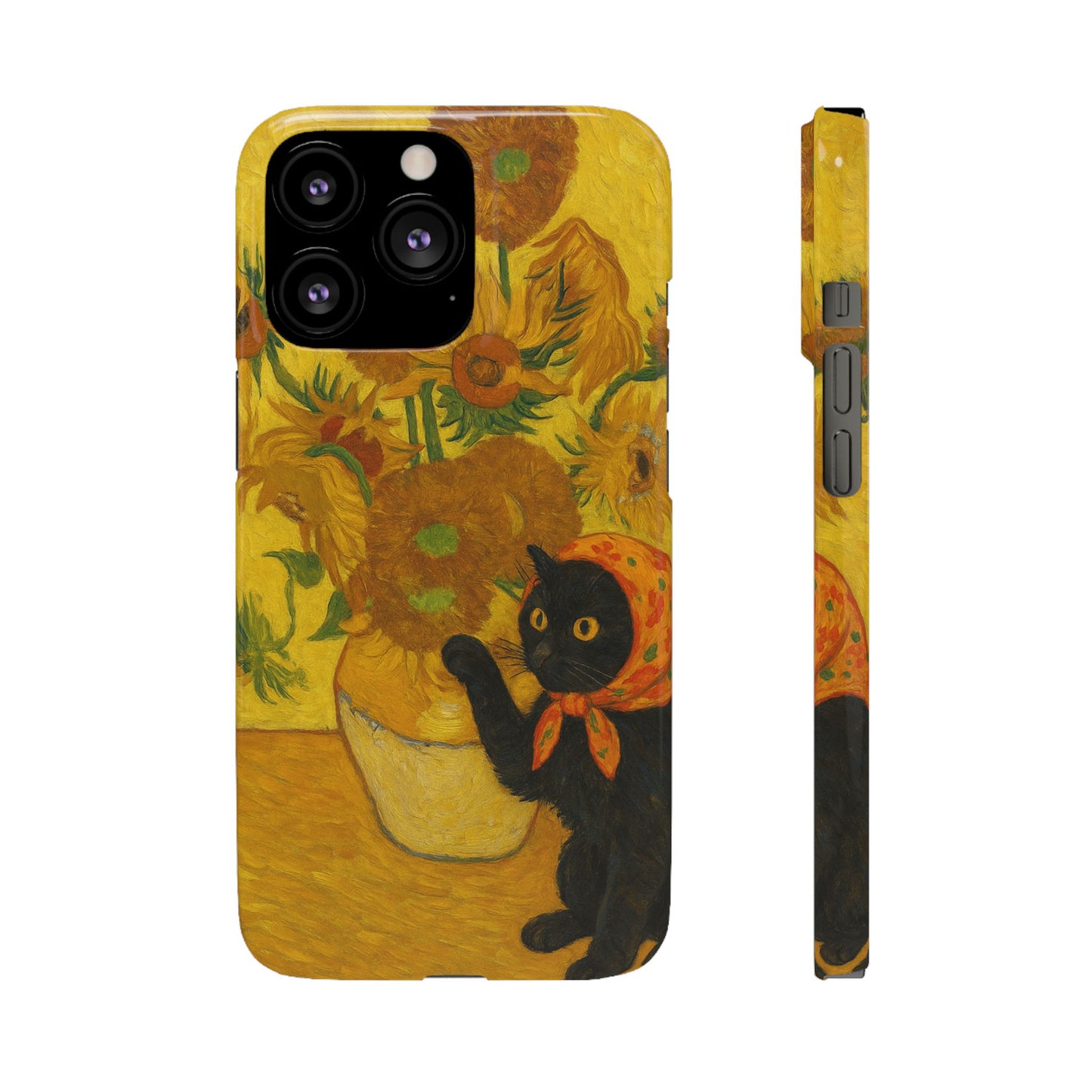 Babushka Cat Van Gogh Sunflowers Snap Phone Case