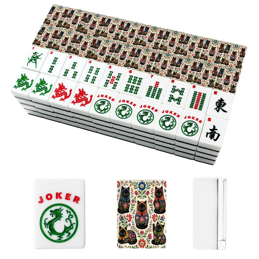 Babushka Cat Black Cat Matroyshkas Mahjong Tile Set