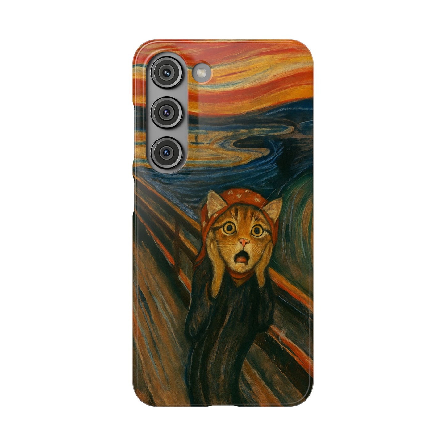 Babushka Cat x Edvard Munch The Scream Parody Art Snap Case