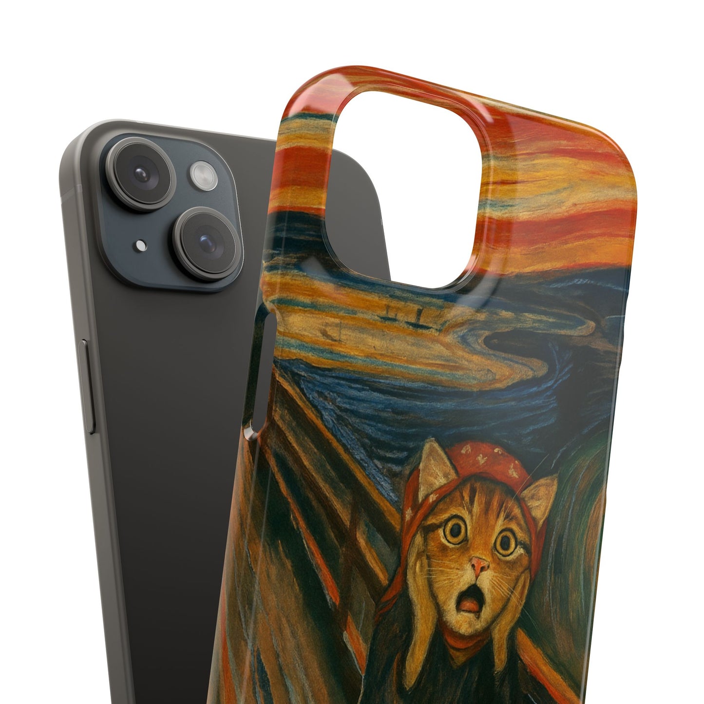 Babushka Cat x Edvard Munch The Scream Parody Art Snap Case