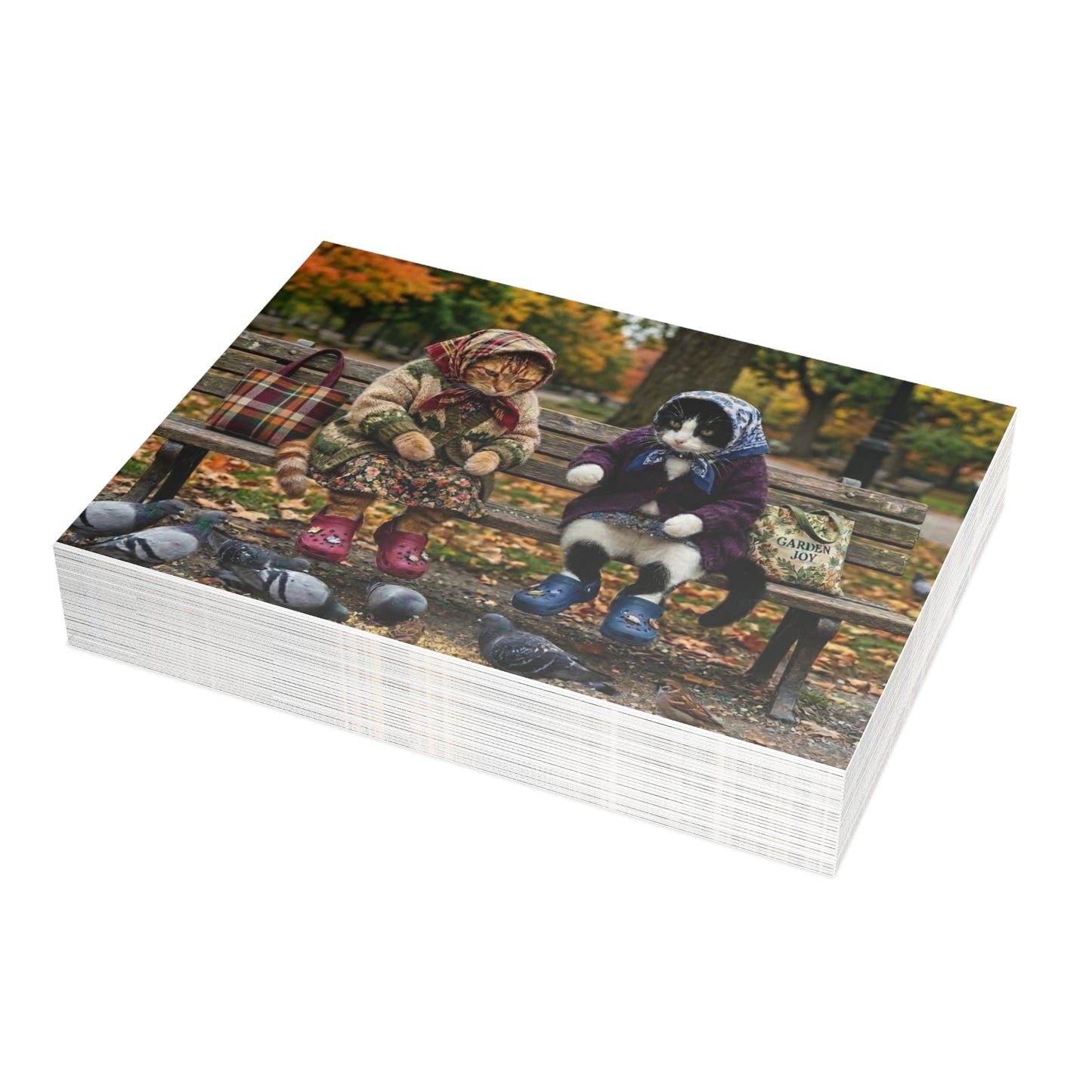Babushka Cats Greeting Cards Set of 10-Blank Inside