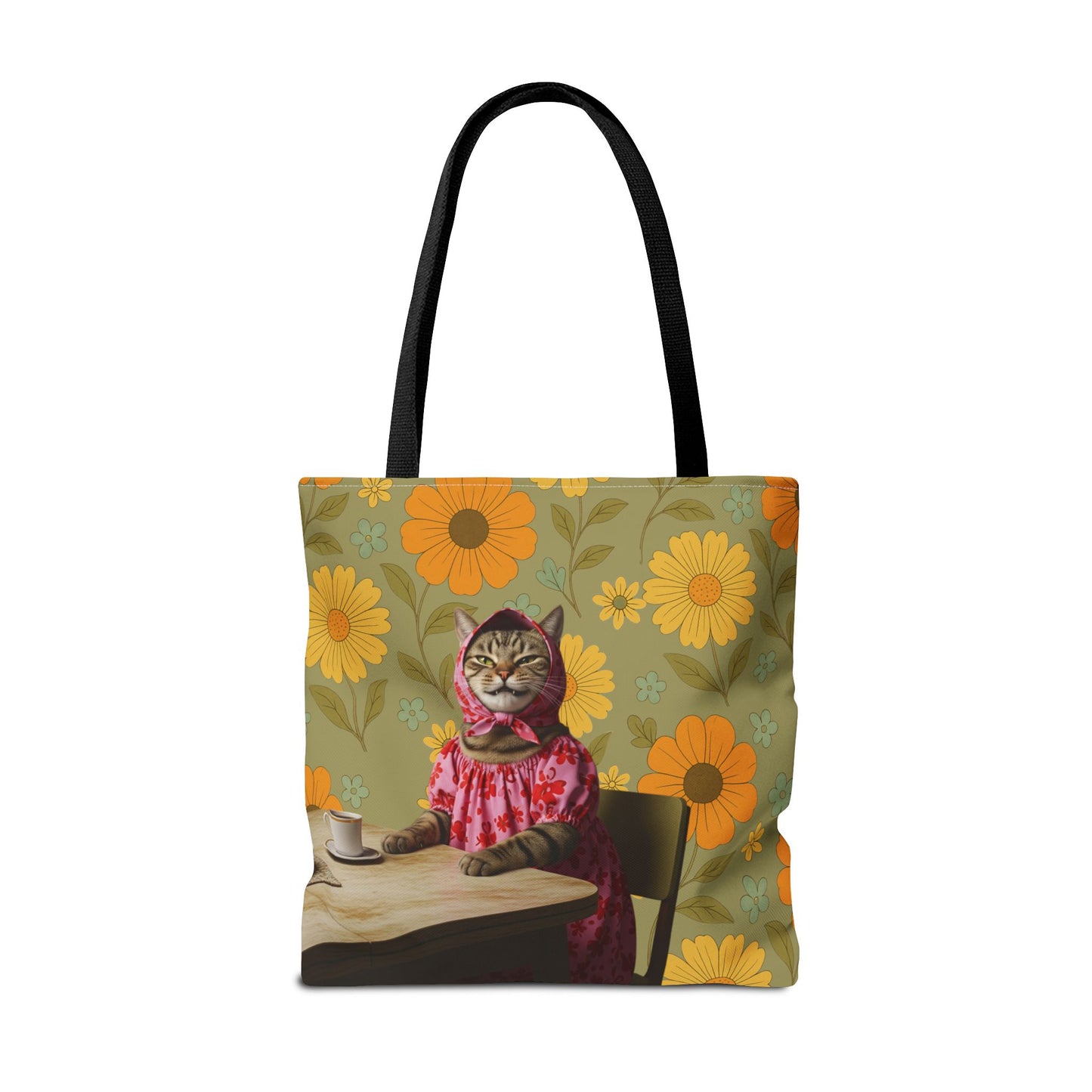 Babushka Cat Retro Style Kitschy Tote Bag (AOP)