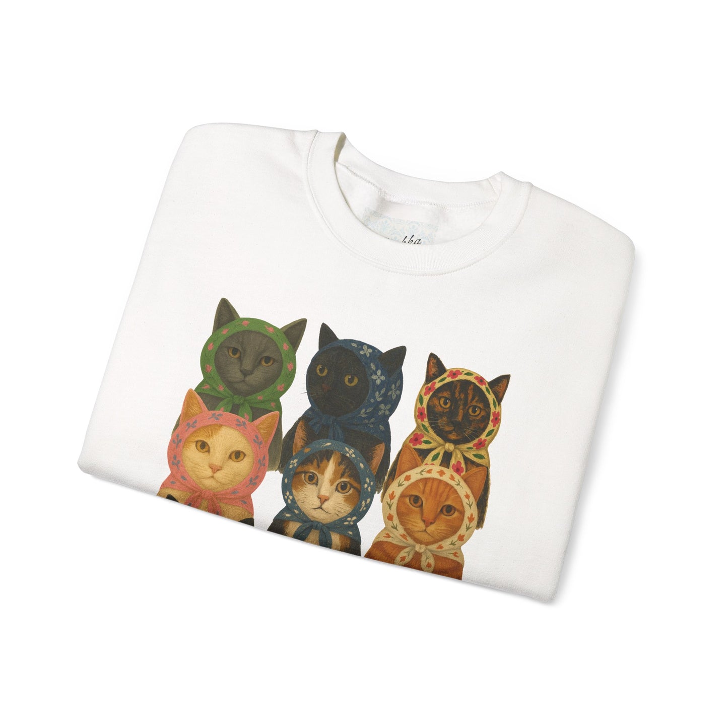 Babushka Cats Varieties Kitschy Cat Crewneck Sweatshirt