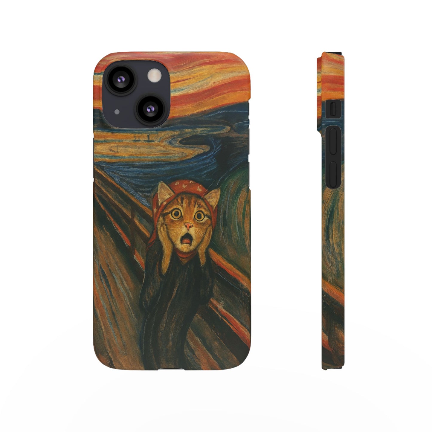 Babushka Cat x Edvard Munch The Scream Parody Art Snap Case