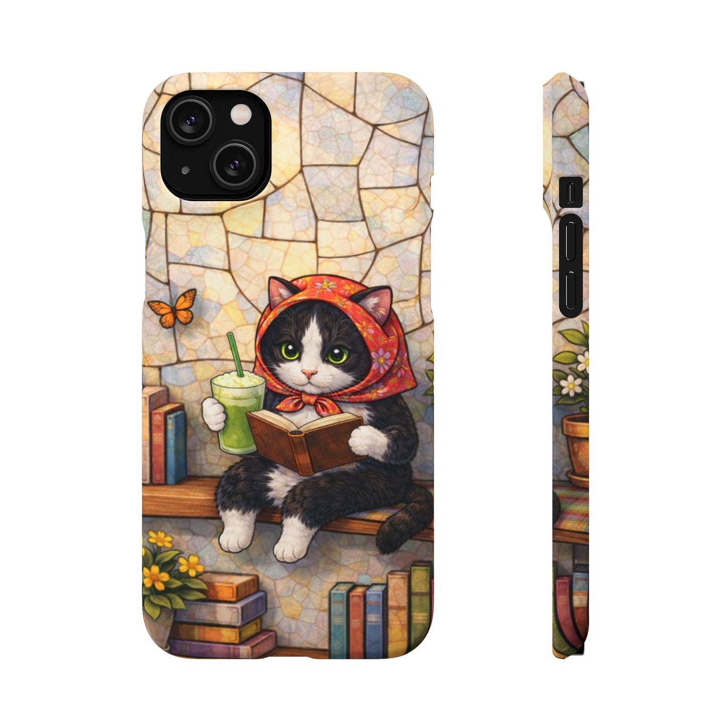 Babushka Cat Reads, Tuxedo Cat Literary Snap Phone Case