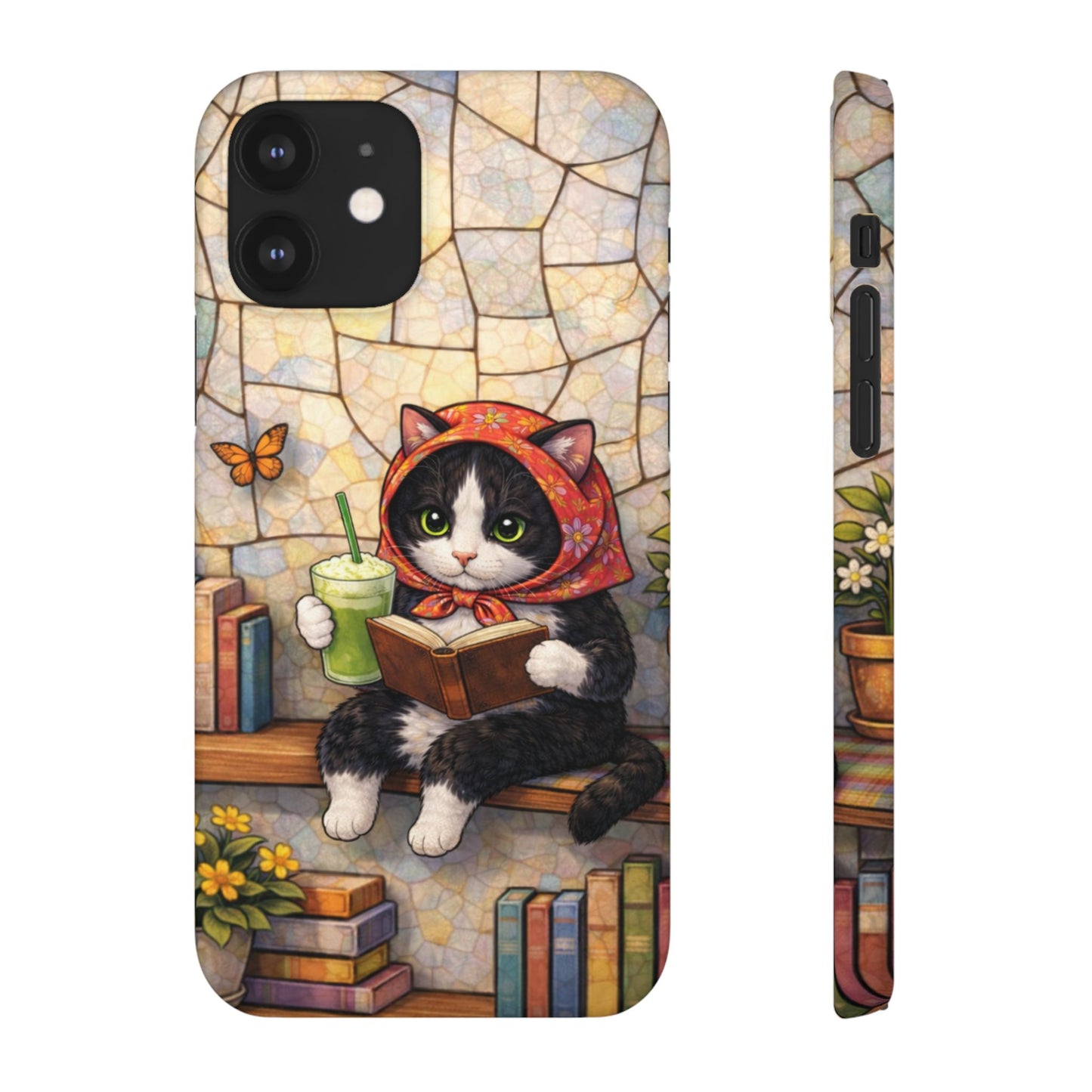 Babushka Cat Reads, Tuxedo Cat Literary Snap Phone Case