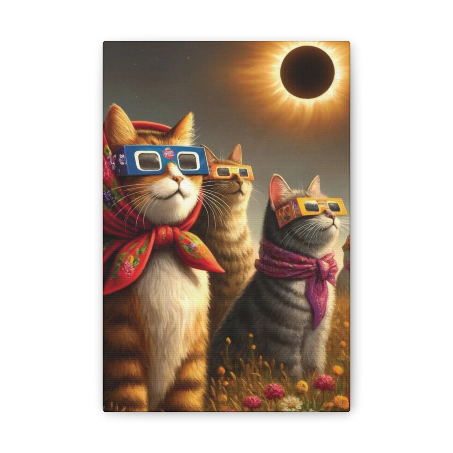 Babushka Cats Eclipse Watchers Wall Art