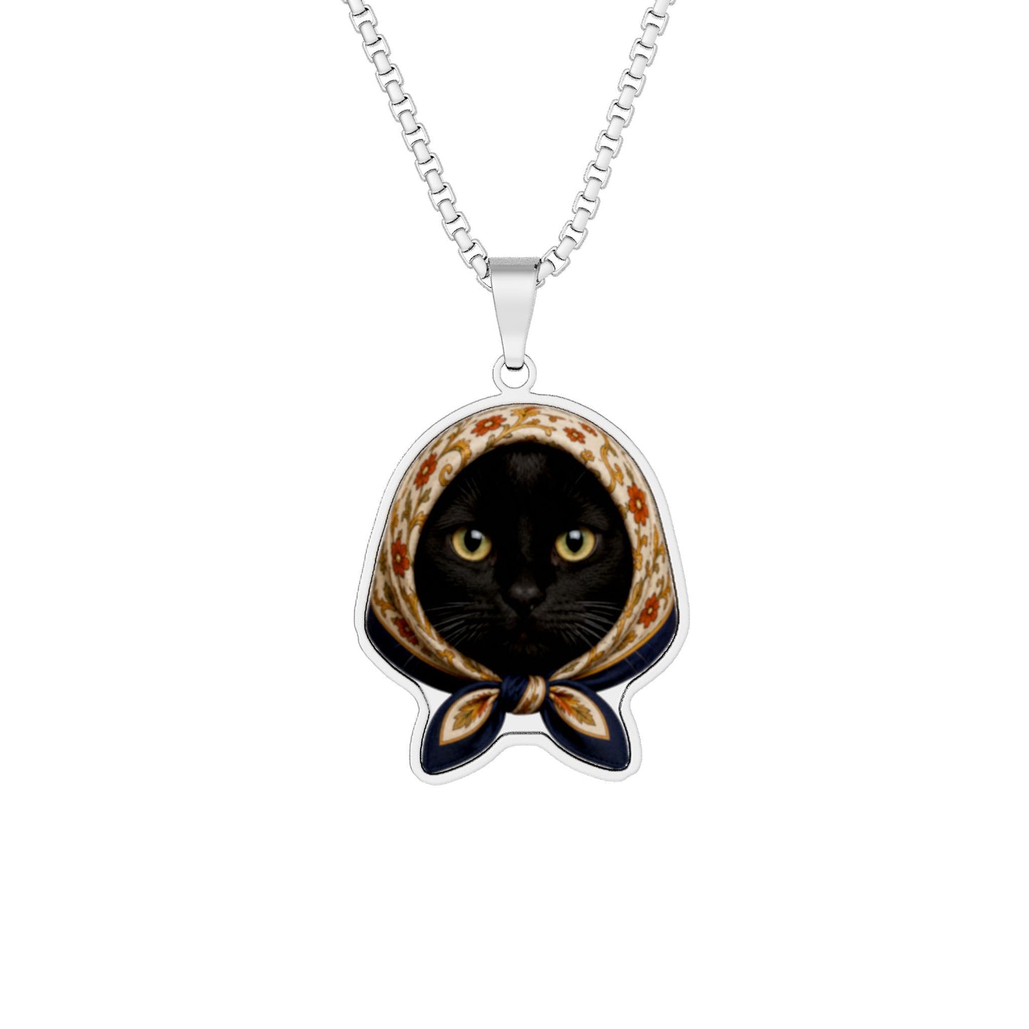 Babushka Cat Black Cat Photo Pendant