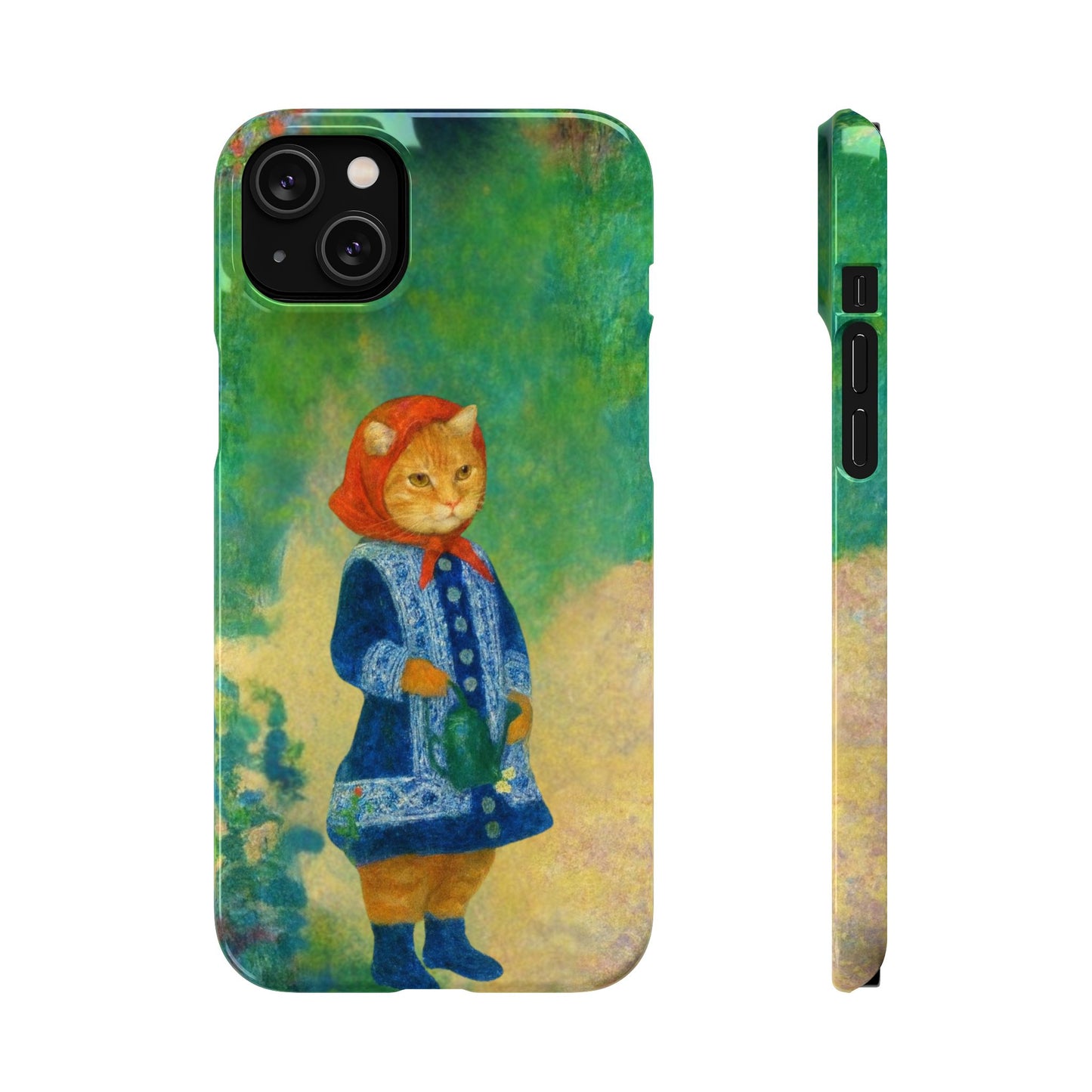Babushka Cat With a Watering Can x Renoir Funny Art  Slim Phone Case