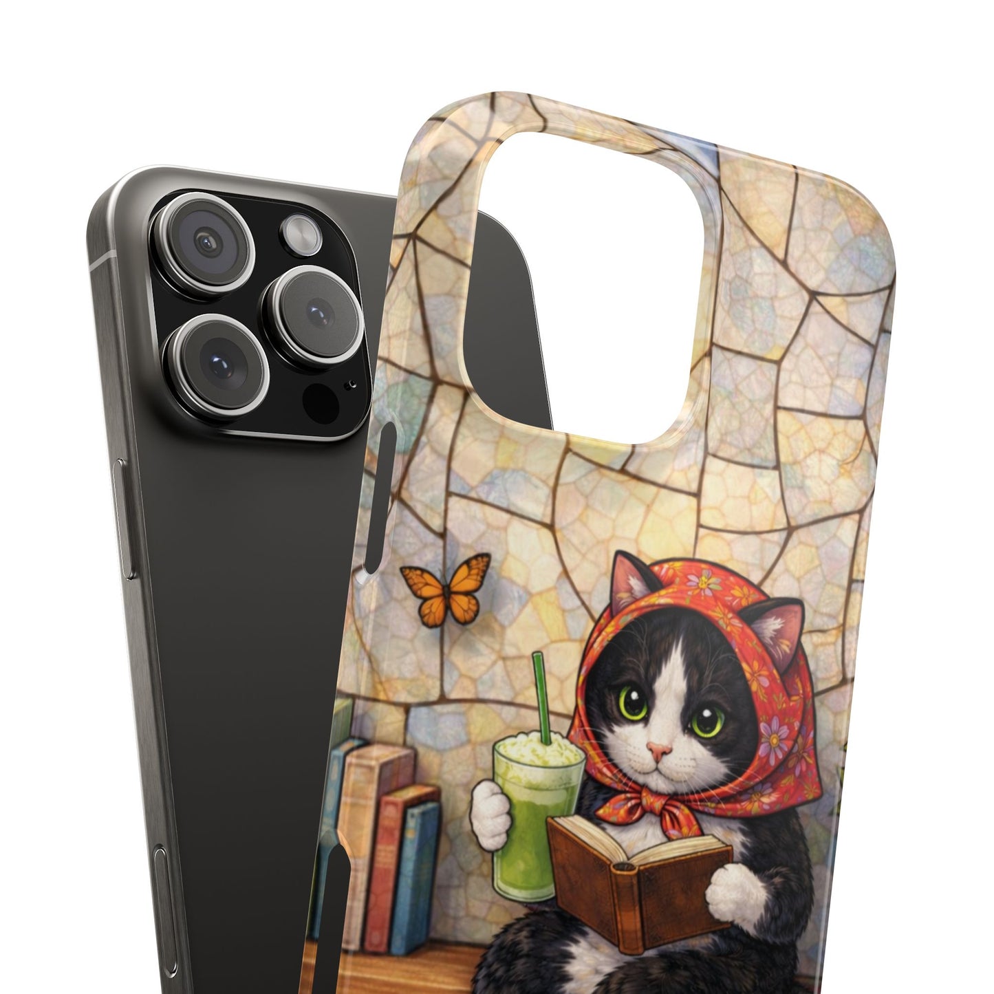 Babushka Cat Reads, Tuxedo Cat Literary Snap Phone Case