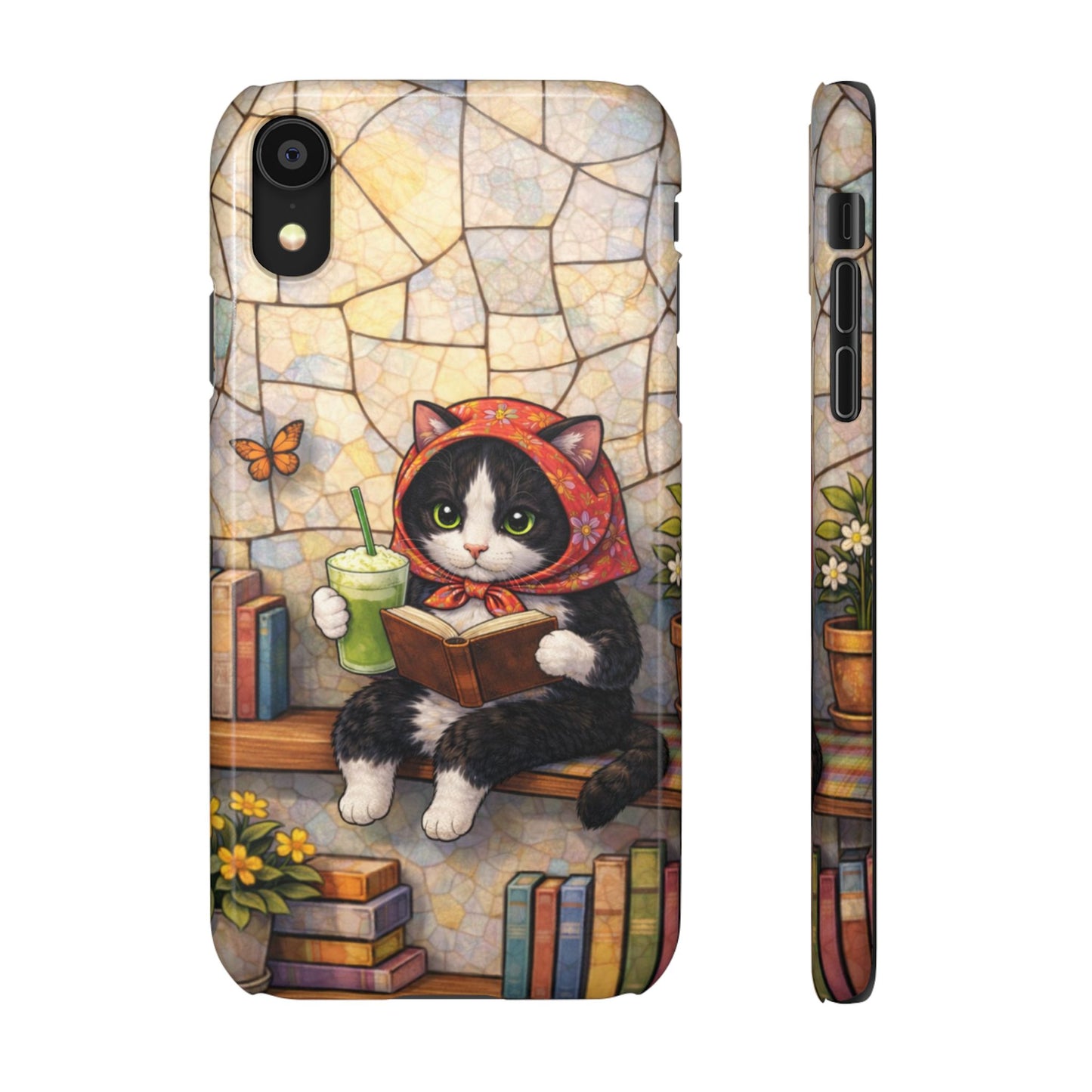 Babushka Cat Reads, Tuxedo Cat Literary Snap Phone Case