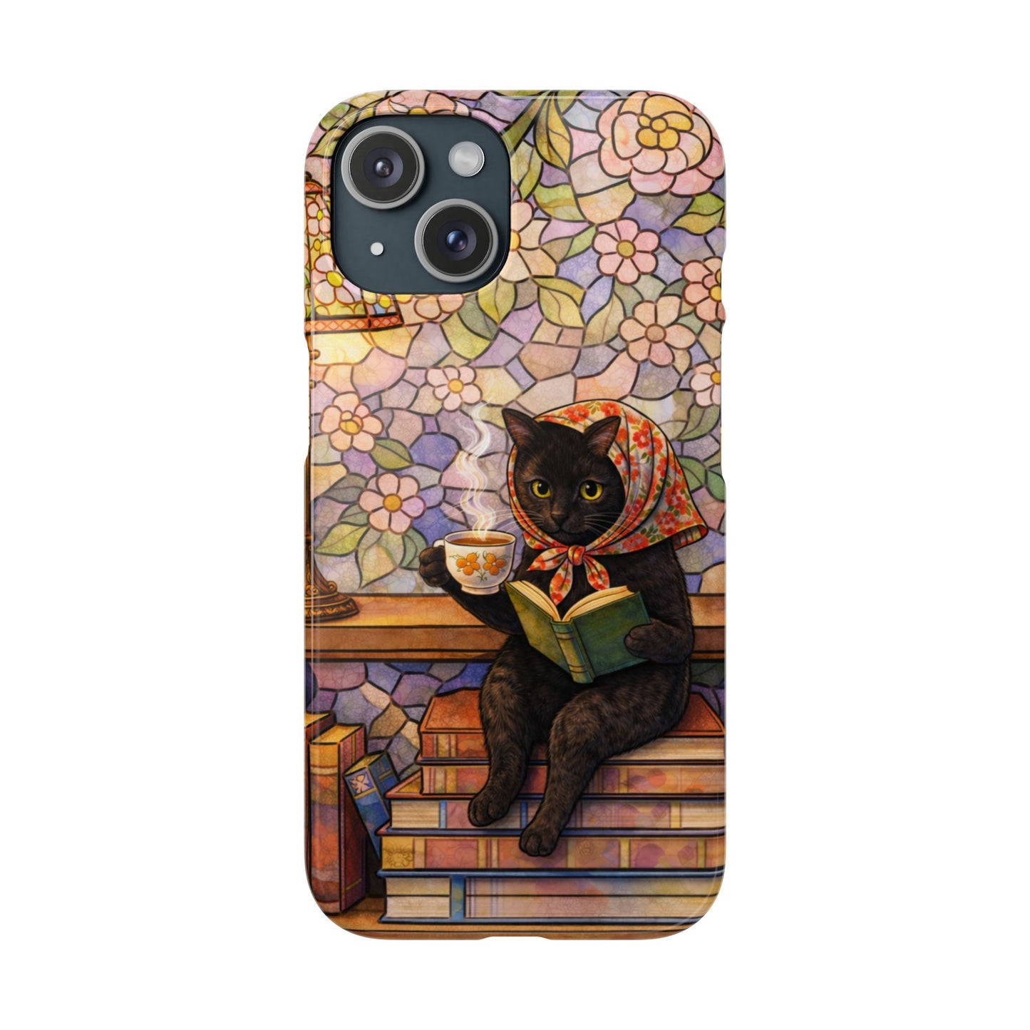 Babushka Cat Reads Artistic Literary Snap Phone Cases