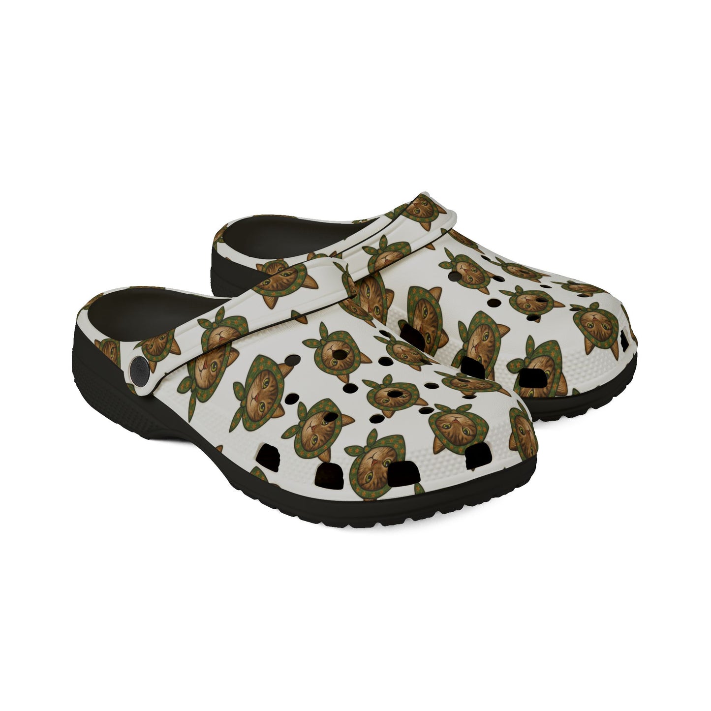 Babushka Cat Floating Head Granny Gliders EVA Foam Rubber Shoes