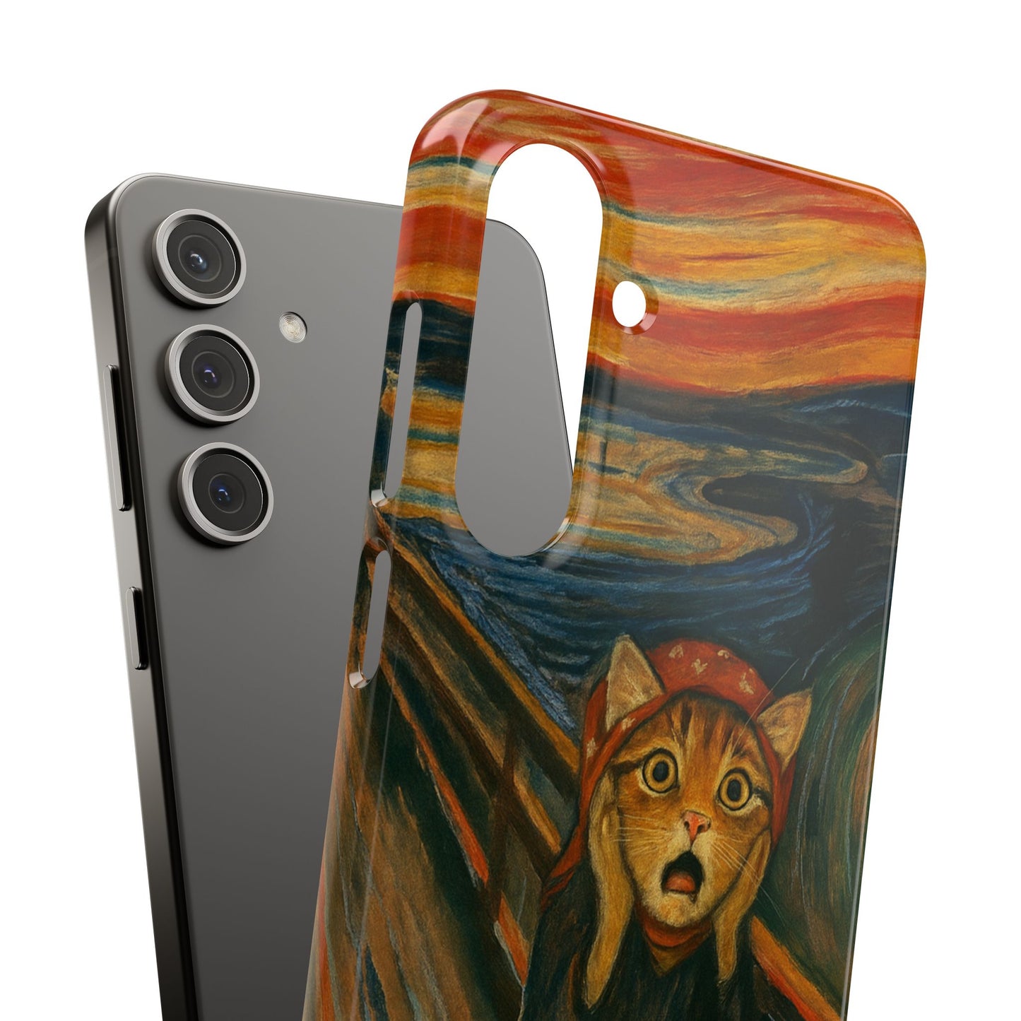 Babushka Cat x Edvard Munch The Scream Parody Art Snap Case