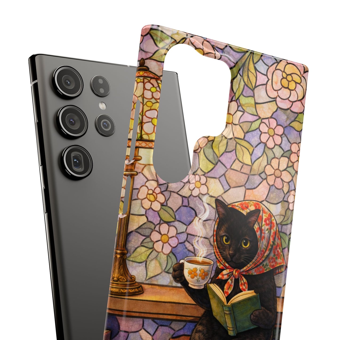 Babushka Cat Reads Artistic Literary Snap Phone Cases