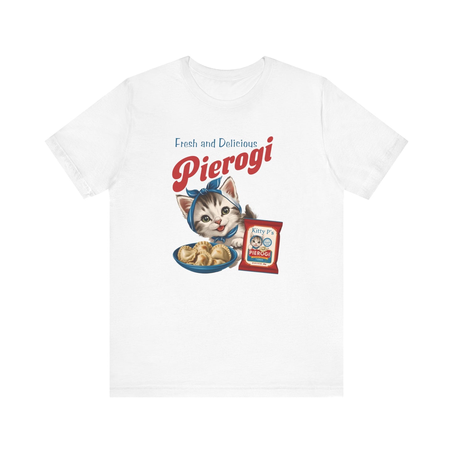 Babushka Cat, Vintage Kitten Piergoi Ad Unisex Jersey Short Sleeve Tee