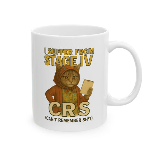Babushka Cat Can't Remember Sh*t, Aging Humor Cat Mug.