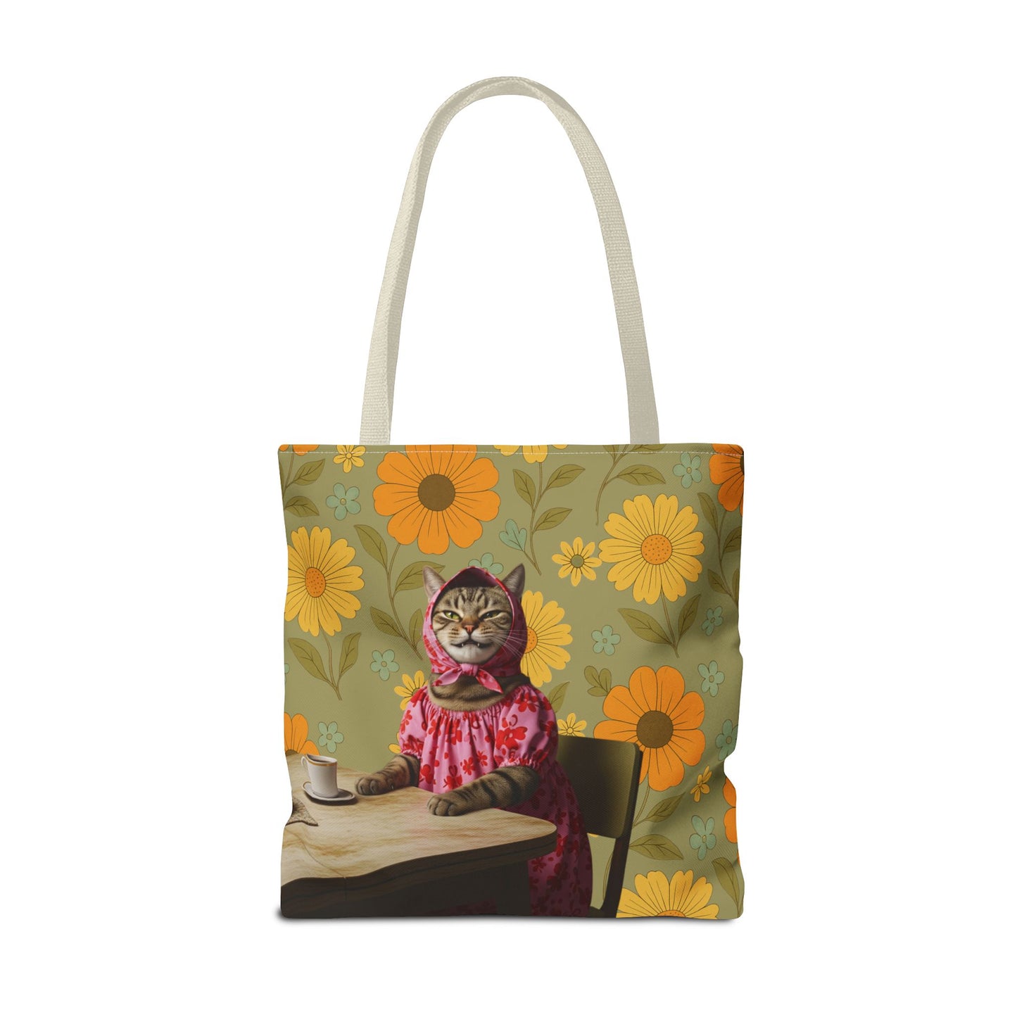 Babushka Cat Retro Style Kitschy Tote Bag (AOP)