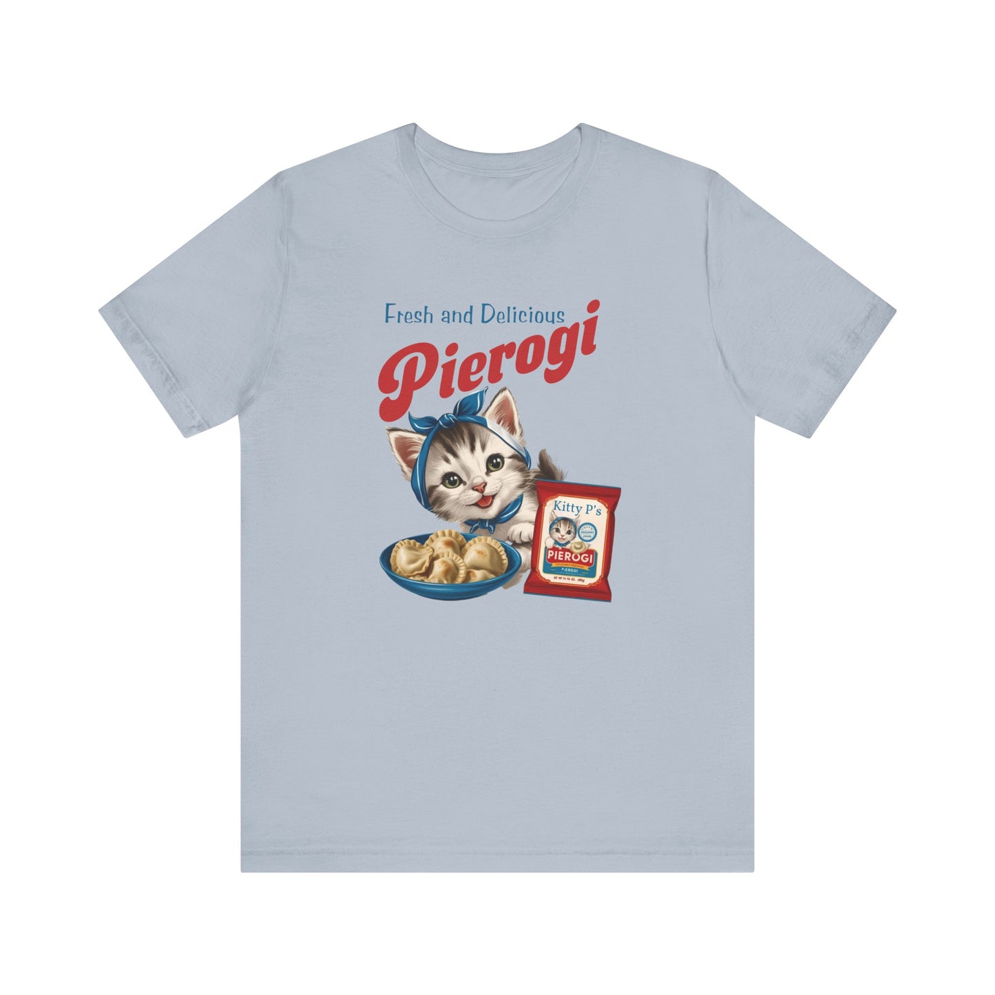 Babushka Cat, Vintage Kitten Piergoi Ad Unisex Jersey Short Sleeve Tee