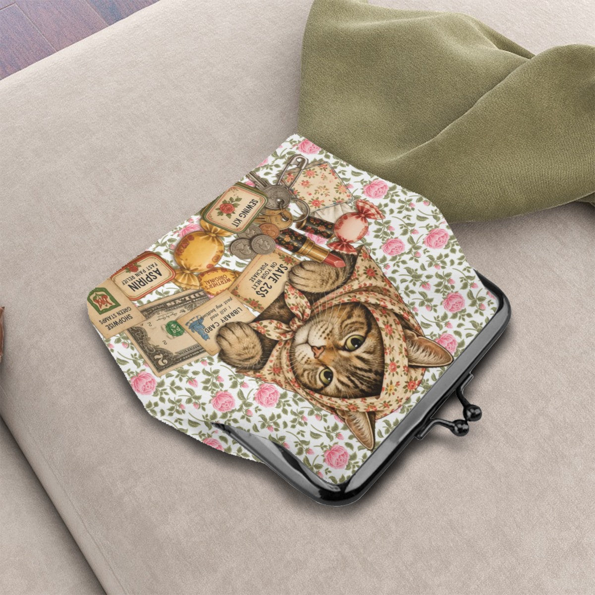 Women's Leather Kiss Lock Coin Purse vintage wallpaper2 Untitled design (5)